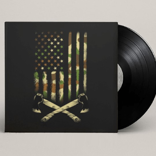 American Camouflage Throwing Axes - US Flag Axe Custom Vinyl Record Sleeves