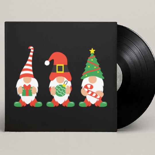 Christmas Gnomes with candy cane, gift Custom Vinyl Record Sleeves