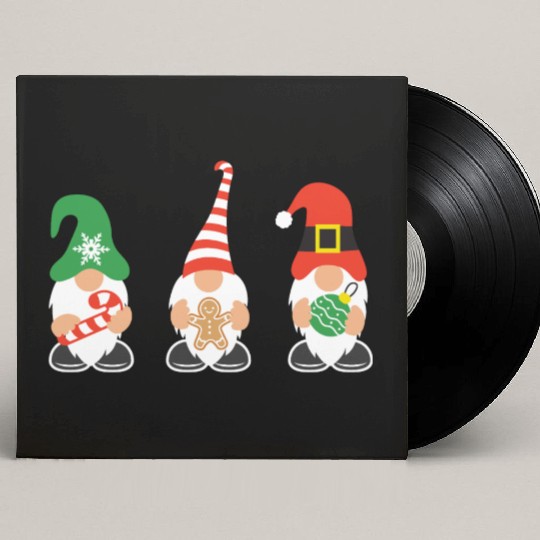 Christmas Gnomes with candy cane, gift Custom Vinyl Record Sleeves