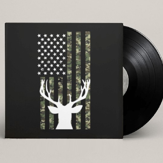 Hunting 4th of July USA Flag Camo Deer Hunter Custom Vinyl Record Sleeves