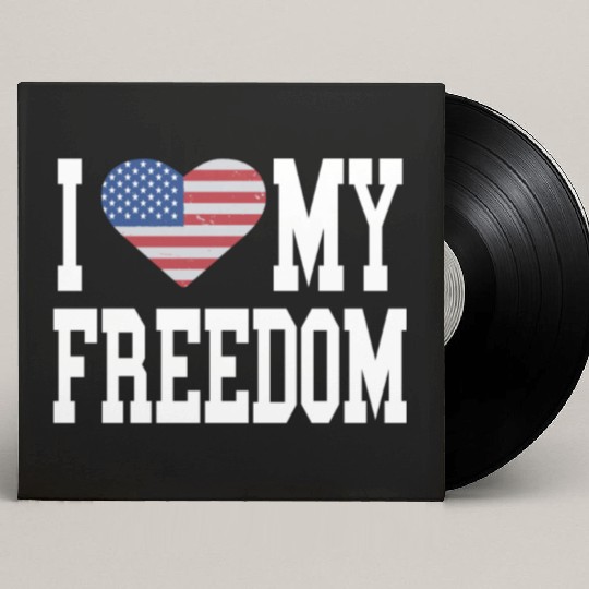 Patriotic American Flag I Heart Freedom, I Love Custom Vinyl Record Sleeves