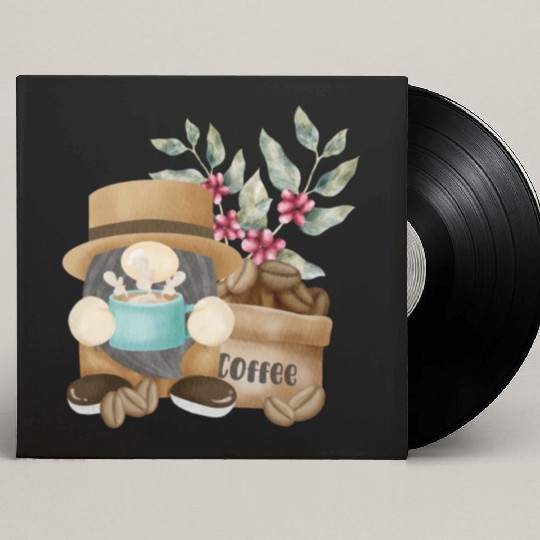 Coffee Gnome Gardening Funny Gnomes Custom Vinyl Record Sleeves