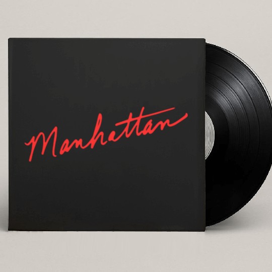 Manhattan handwritten red New York City Custom Vinyl Record Sleeves