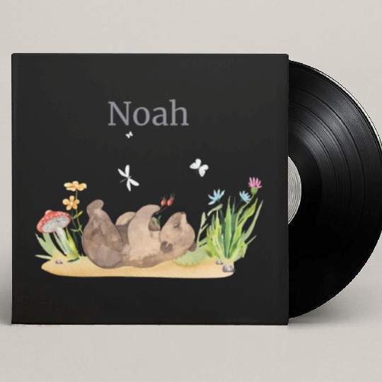Forest Animal Bear Flowers Name Noah Custom Vinyl Record Sleeves