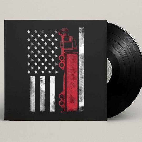 US American Flag Semi Truck Driver 18 Wheeler Custom Vinyl Record Sleeves