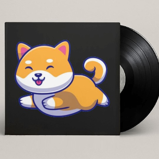 Cute Shiba Inu Dog Running Custom Vinyl Record Sleeves