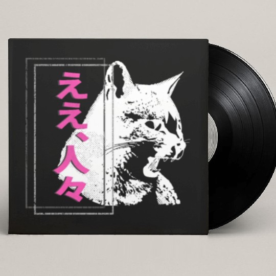 Hissing Cat Japanese Streetwear Anime Custom Vinyl Record Sleeves