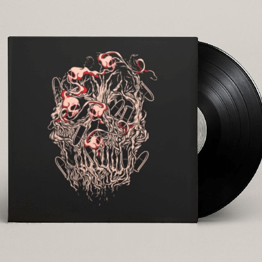 Bullets and Skull Roses Aesthetic Dripping Pattern Custom Vinyl Record Sleeves