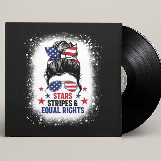 USA Messy Bun Bleached Stars Stripes Equal Rights Custom Vinyl Record Sleeves