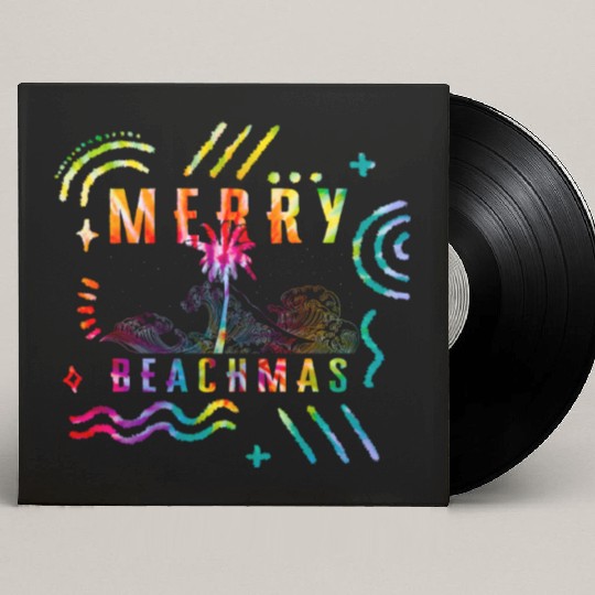Coastal Beach Christmas In July Custom Vinyl Record Sleeves, Merry