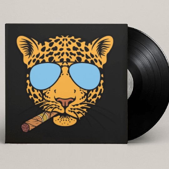 Jaguar with aviator sunglasses and Cuban cigar Custom Vinyl Record Sleeves