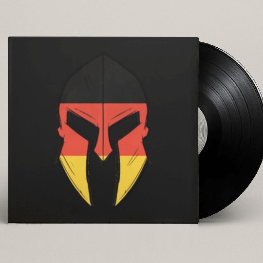 germany flag in Spartan warrior Helmet Custom Vinyl Record Sleeves