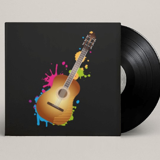 nice colorful acoustic guitar graffiti Custom Vinyl Record Sleeves