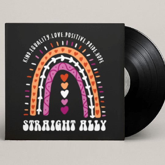Straight Ally Lesbian Pride Boho Rainbow Custom Vinyl Record Sleeves
