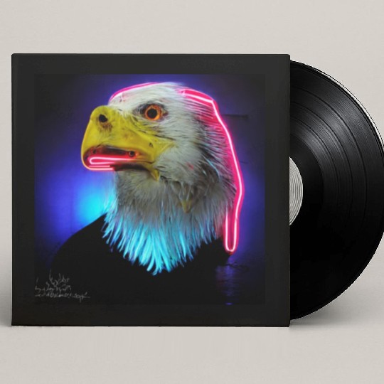 i love america neon bright lightsamerican eagle Custom Vinyl Record Sleeves