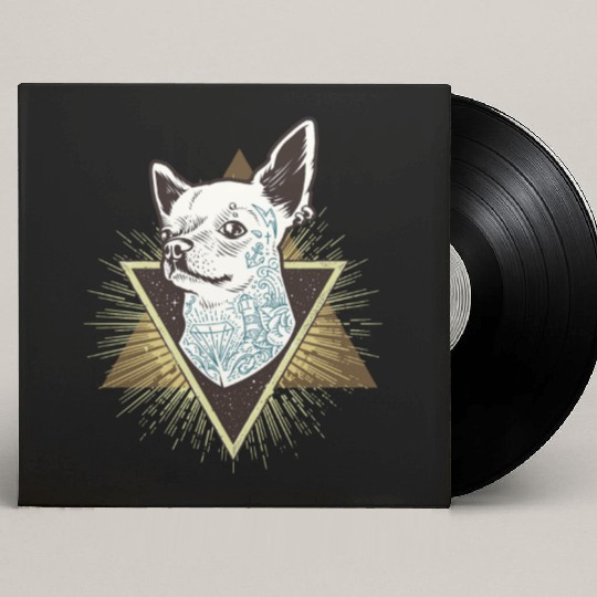 Hipster Chihuahua with Tattoo Custom Vinyl Record Sleeves
