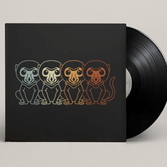 Retro Proboscis Monkey Ape Wildlife Zookeeper Custom Vinyl Record Sleeves