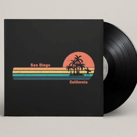 California Surfing San Diego Sunset Grunge Custom Vinyl Record Sleeves
