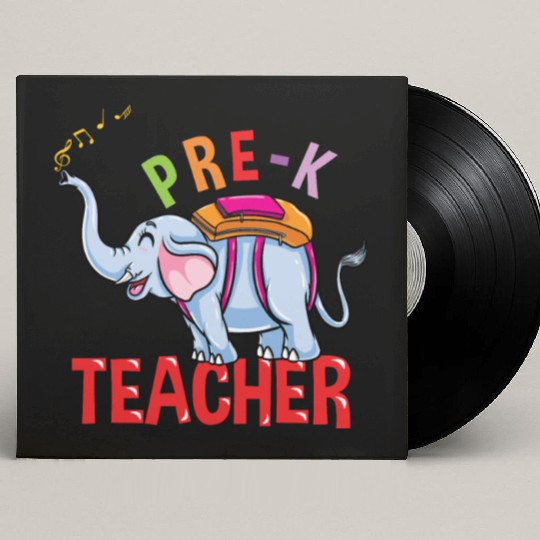 Back To School Elephant Pre-K Teacher Custom Vinyl Record Sleeves