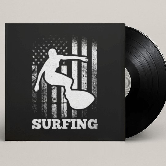 Surfing American Flag Surfing US Flag Water Surfer Custom Vinyl Record Sleeves
