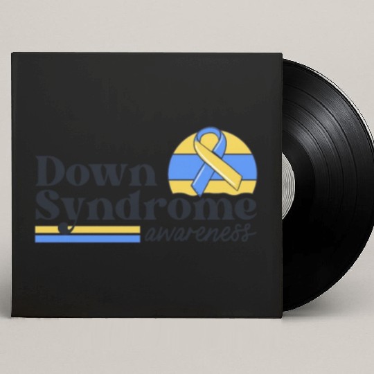 Down Syndrome Awareness Retro Sunset Yellow Blue Custom Vinyl Record Sleeves