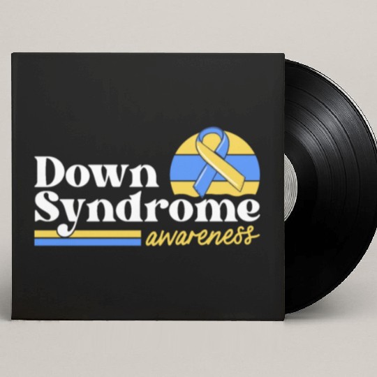 Down Syndrome Awareness Retro Sunset Yellow Blue Custom Vinyl Record Sleeves