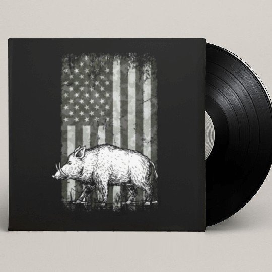 Patriotic Wild Boar Hunting Season For Hog Custom Vinyl Record Sleeves