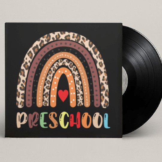 Preschool Teacher Leopard Rainbow Back To School Custom Vinyl Record Sleeves