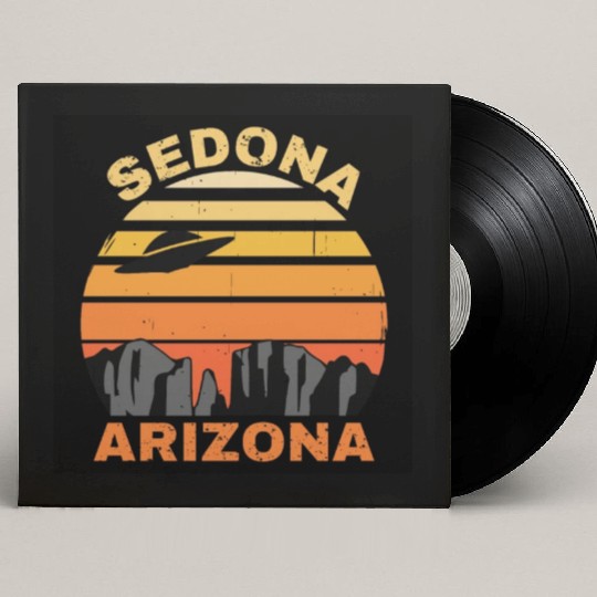 Sedona Arizonna Retro Sunset and UFO Custom Vinyl Record Sleeves