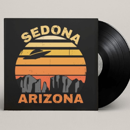 Sedona Arizonna Retro Sunset and UFO Custom Vinyl Record Sleeves