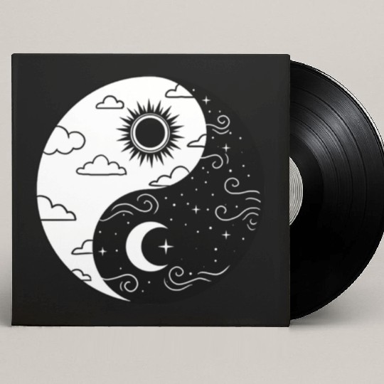 Sun and Moon Yin Yang for Yin Yang Art Lover Custom Vinyl Record Sleeves