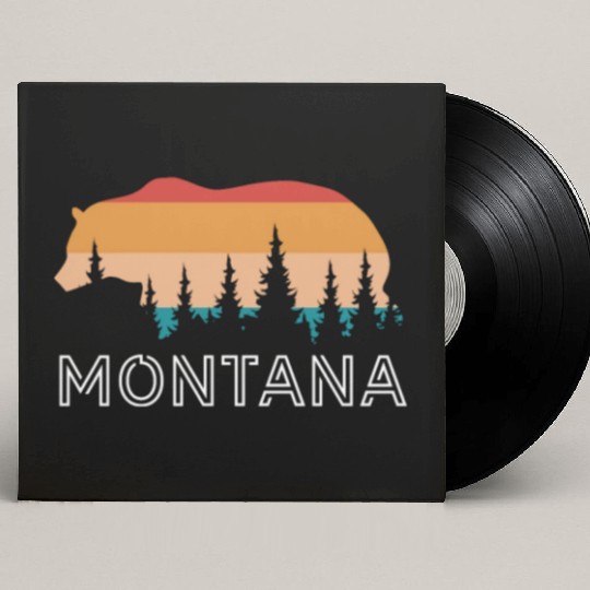 Montana Grizzly Bear Retro Custom Vinyl Record Sleeves