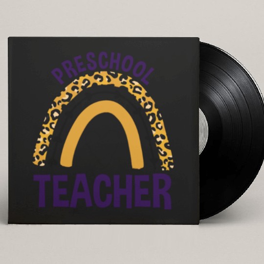 Leopard Rainbow Back To School Preschool Teacher Custom Vinyl Record Sleeves