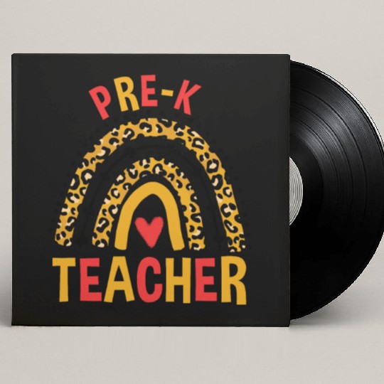 Back To School Leopard Pre-K Teacher Rainbow Custom Vinyl Record Sleeves