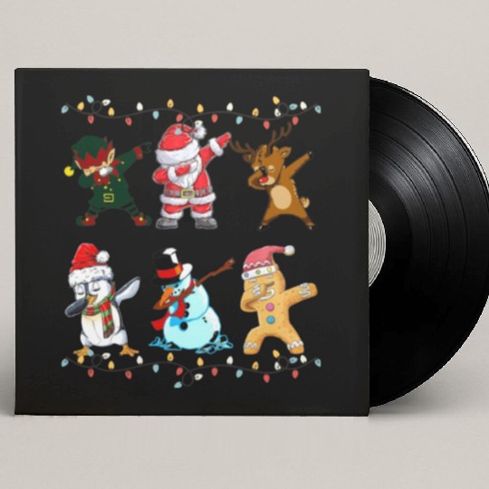 Funny Cute Dabbing Santa Elf Friends Christmas Mem Custom Vinyl Record Sleeves