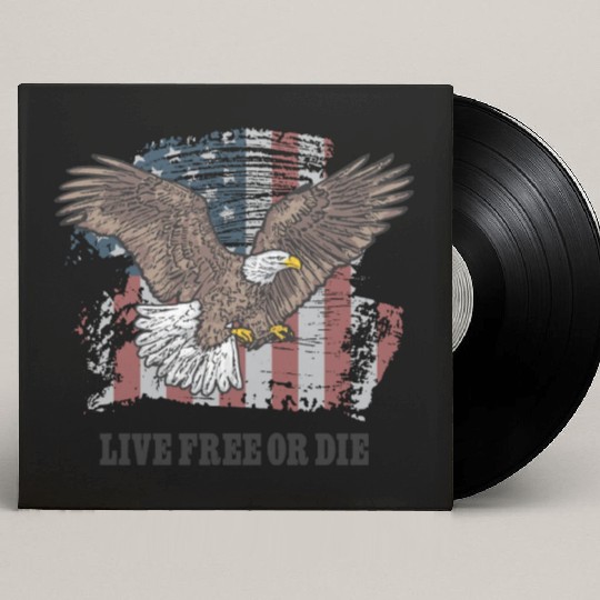 Live Free or Die - Bald Eagle - Grunge American Fl Custom Vinyl Record Sleeves