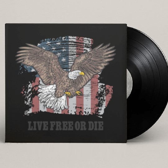 Live Free or Die - Bald Eagle - Grunge American Fl Custom Vinyl Record Sleeves