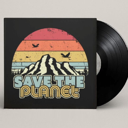 Save The Planet Retro Climate Change Custom Vinyl Record Sleeves