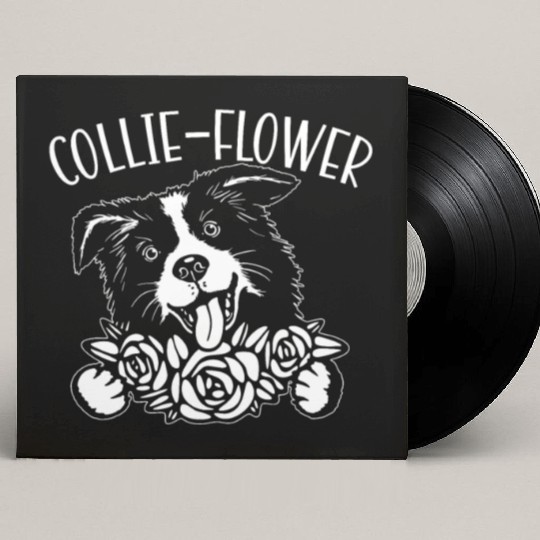 Collie-Flower Dog Puppy Paw Love Border Collie Custom Vinyl Record Sleeves