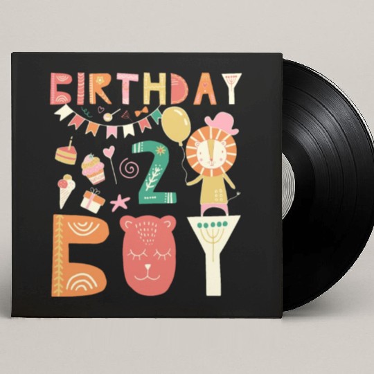 Birthday Boy Toddler Lion cartoon Outfit 2nd Years Custom Vinyl Record Sleeves
