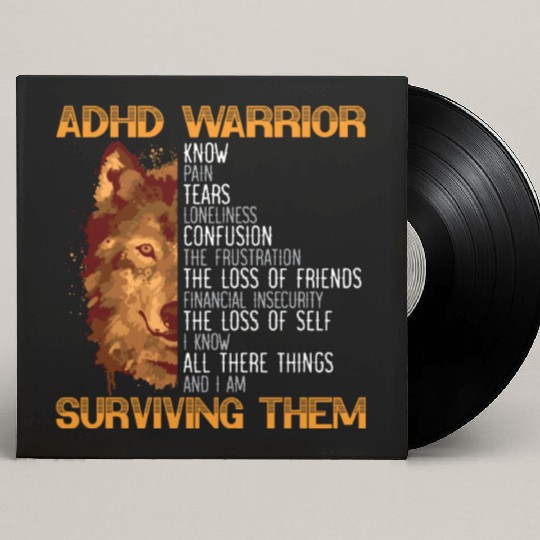 ADHD Warrior Embrace Neurodiversity ADHD Awareness Custom Vinyl Record Sleeves