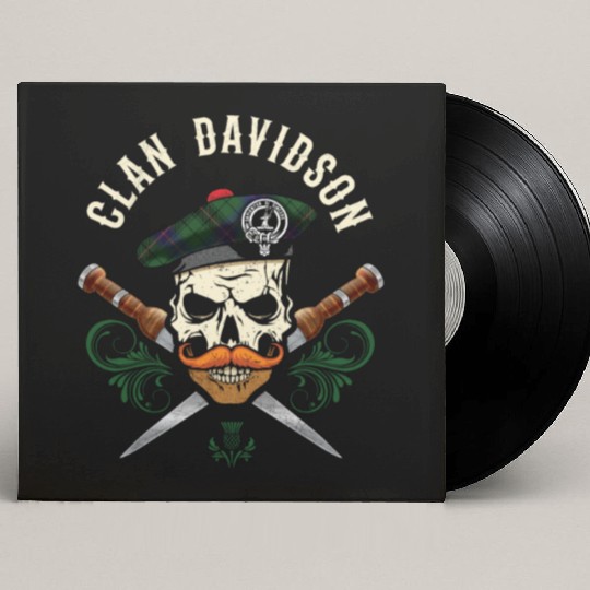 Clan Davidson Scottish Skull Crest Badge Dirk Custom Vinyl Record Sleeves