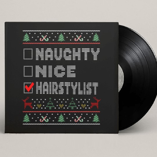 Naughty Nice Hairstylist, Matching Christmas Custom Vinyl Record Sleeves