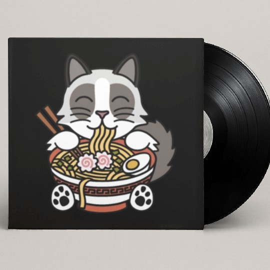 Ragdoll Cat Ramen Noodles Custom Vinyl Record Sleeves