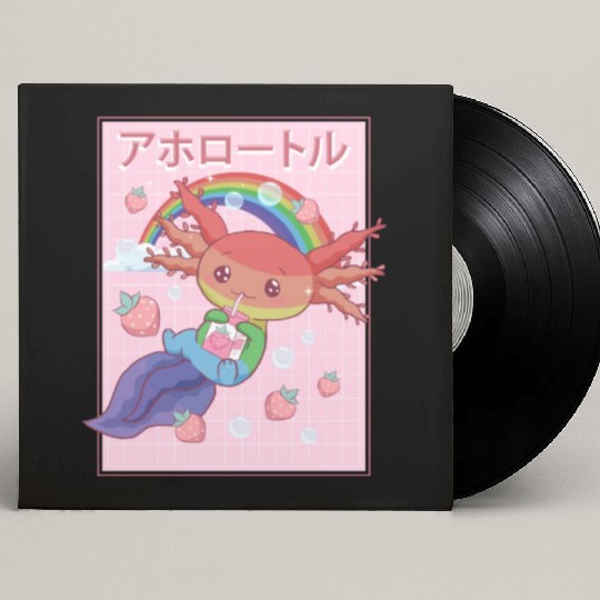 Kawaii Axolotl Strawberry Milk Gay Pride Custom Vinyl Record Sleeves