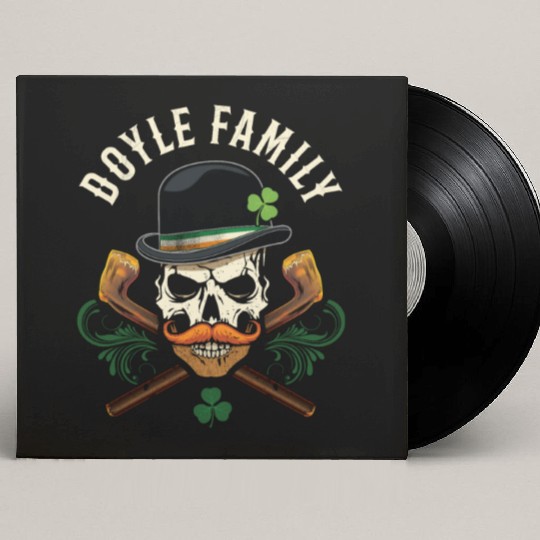 Doyle Family Irish Skull with Shillelagh and Custom Vinyl Record Sleeves