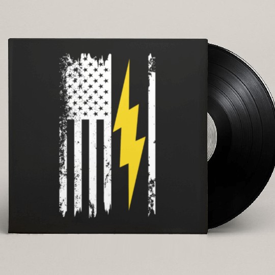Cool Lightning Bolt And Flag Electrician Custom Vinyl Record Sleeves
