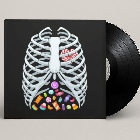 Funny Candy Skeleton Rib Cage Halloween Costume Custom Vinyl Record Sleeves