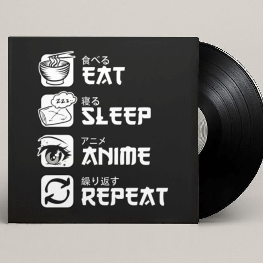 Eat Sleep Anime Repeat Japan Manga Custom Vinyl Record Sleeves