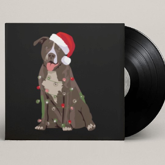 Pittie Pitbull Christmas Lights Xmas Dog Lover Custom Vinyl Record Sleeves